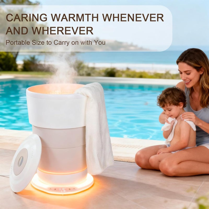 Jabbus Foldable Towel Warmer for Bathroom - 23L Electric Luxury Heated Towel Dryer Bucket with 3 Level Temperature and Timer Control Calentador de Toallas - Image 5
